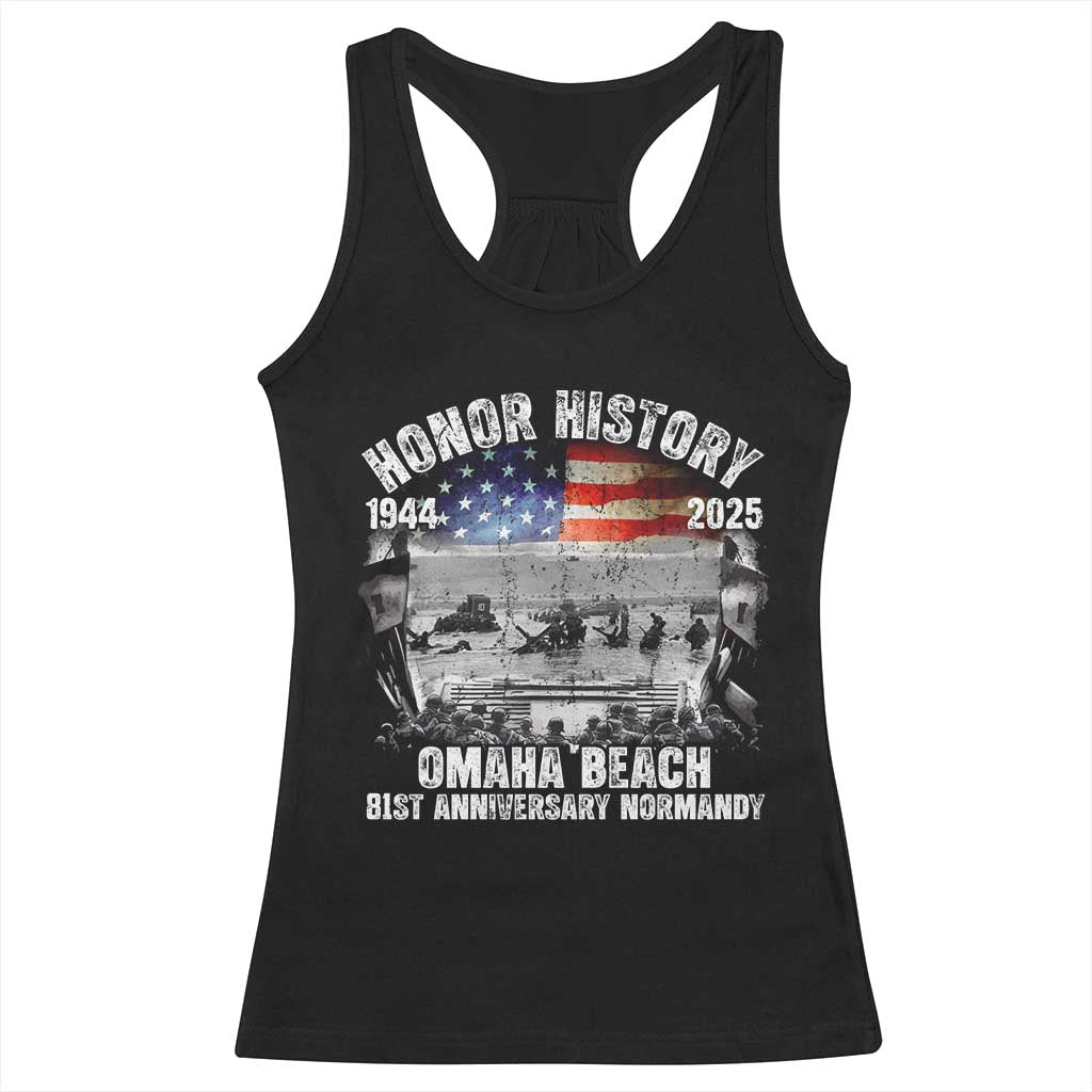 Omaha Beach D Day 81 ST Anniversary Honor History Normandy Racerback Tank Top American Flag WWII TS11 Black Print Your Wear