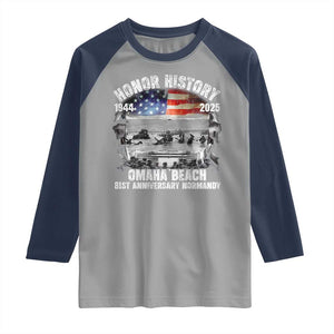 Omaha Beach D Day 81 ST Anniversary Honor History Normandy Raglan Shirt American Flag WWII TS11 Sport Gray Navy Print Your Wear