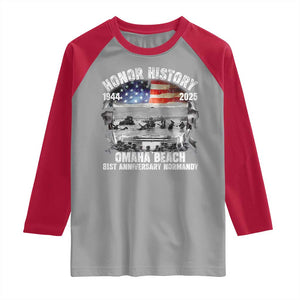 Omaha Beach D Day 81 ST Anniversary Honor History Normandy Raglan Shirt American Flag WWII TS11 Sport Gray Red Print Your Wear