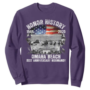 Omaha Beach D Day 81 ST Anniversary Honor History Normandy Sweatshirt American Flag WWII TS11 Purple Print Your Wear