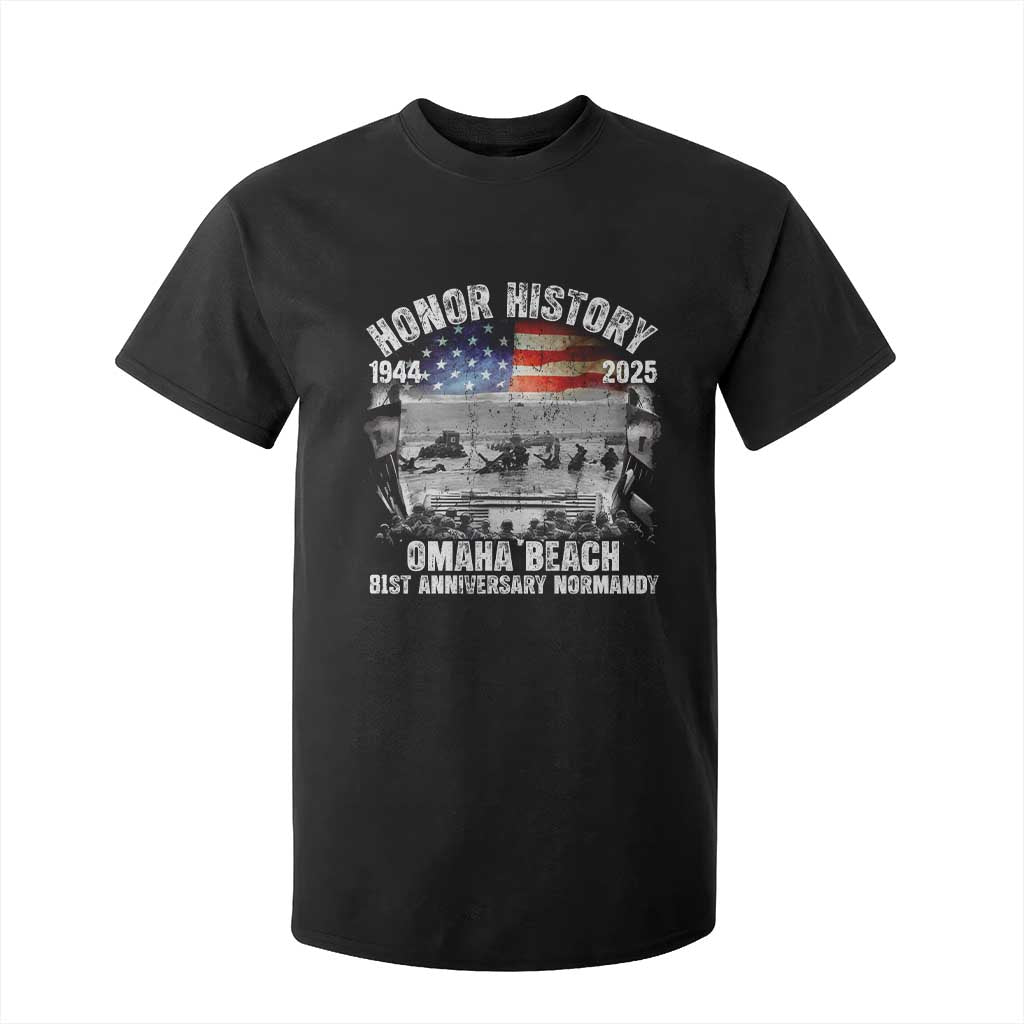 Omaha Beach D Day 81 ST Anniversary Honor History Normandy T Shirt For Kid American Flag WWII TS11 Black Print Your Wear