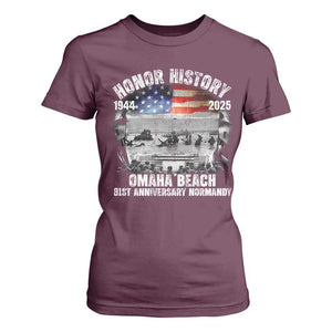 Omaha Beach D Day 81 ST Anniversary Honor History Normandy T Shirt For Women American Flag WWII TS11 Maroon Print Your Wear