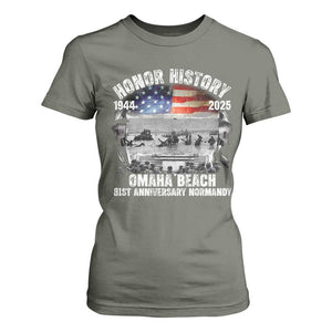 Omaha Beach D Day 81 ST Anniversary Honor History Normandy T Shirt For Women American Flag WWII TS11 Military Green Print Your Wear