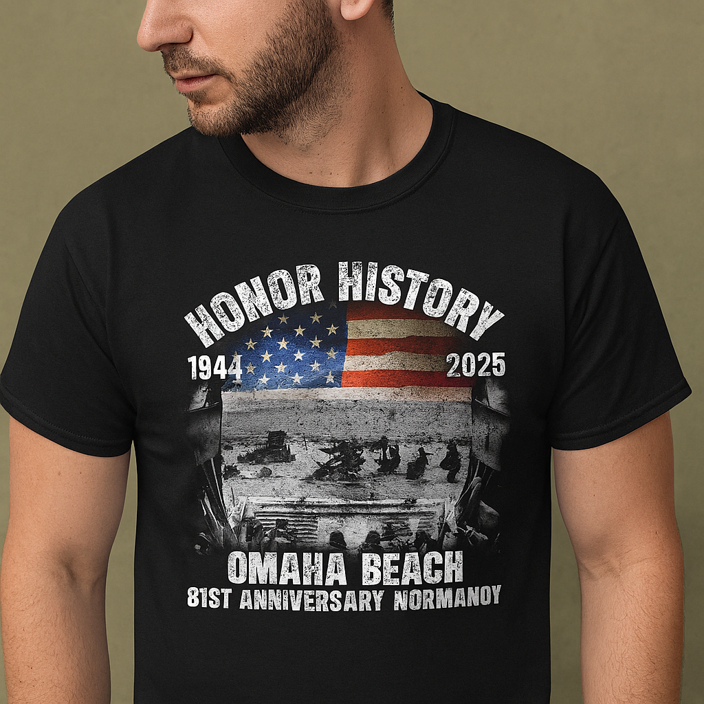 Omaha Beach D Day 81 ST Anniversary Honor History Normandy T Shirt American Flag WWII TS11 Print Your Wear
