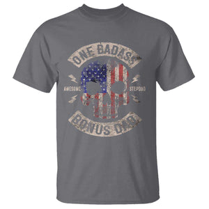 One Badass Bonus Dad T Shirt Vintage Step Dad American Flag Fathers Day TS10 Charcoal Print Your Wear