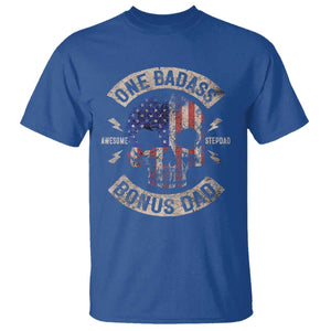 One Badass Bonus Dad T Shirt Vintage Step Dad American Flag Fathers Day TS10 Royal Blue Print Your Wear