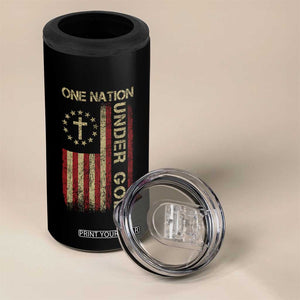 One Nation Under God 4 in 1 Can Cooler Tumbler American Flag 4th Of July Patriotic Christian TS10 Print Your Wear