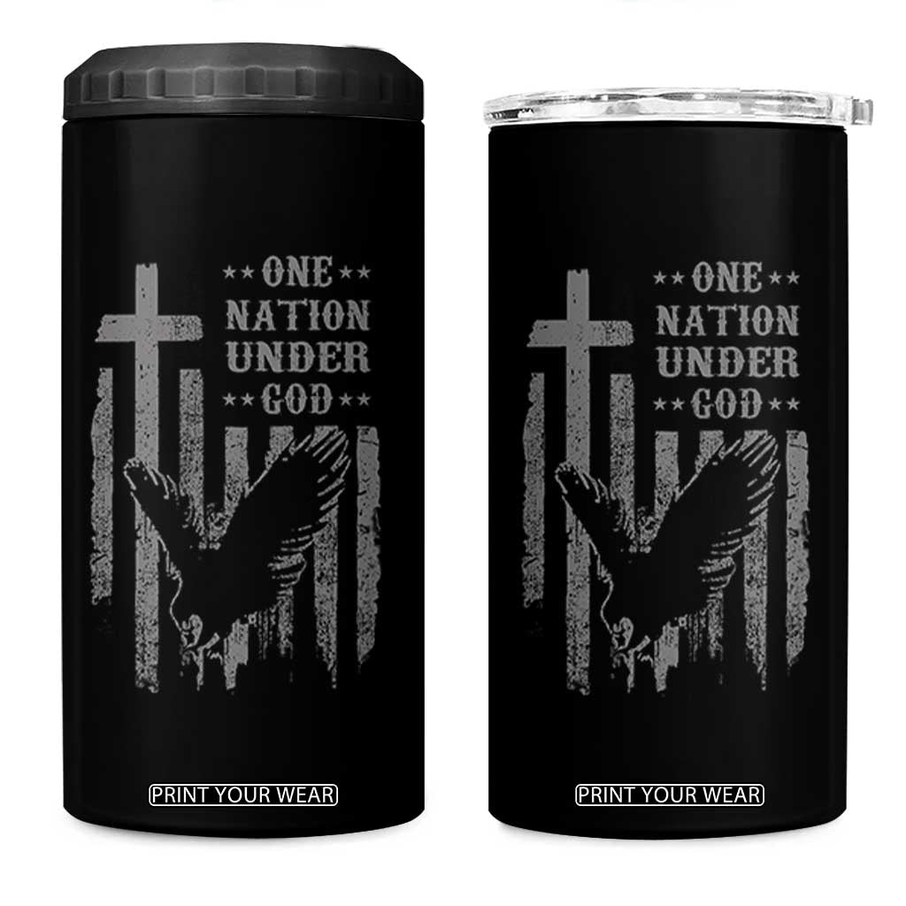 One Nation Under God 4 in 1 Can Cooler Tumbler American Flag Bald Eagle 4th Of July Patriotic Christian TS10 One Size: 16 oz Black Print Your Wear
