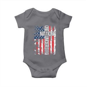 One Nation Under God Baby Onesie 4th Of July Patriotic Christian Vintage Cross American Flag TS11 Charcoal Print Your Wear