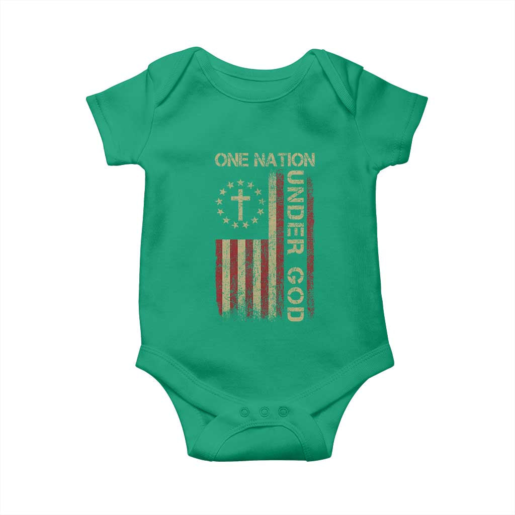 One Nation Under God Baby Onesie American Flag 4th Of July Patriotic Christian TS10 Irish Green Print Your Wear