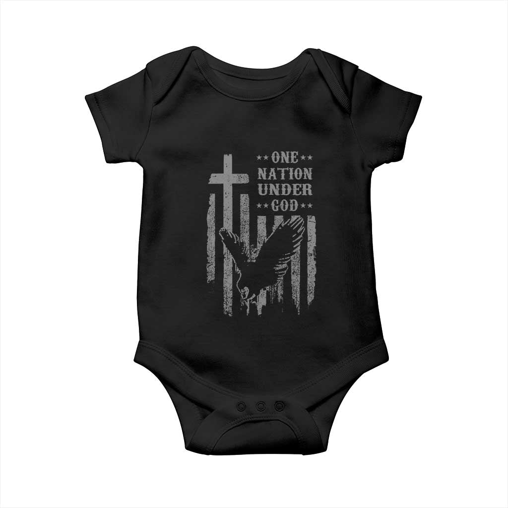 One Nation Under God Baby Onesie American Flag Bald Eagle 4th Of July Patriotic Christian TS10 Black Print Your Wear