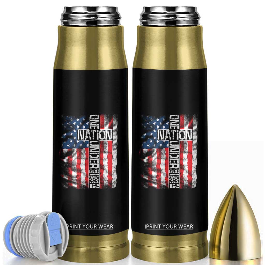 One Nation Under God Bullet Tumbler 4th Of July Patriotic Christian Vintage Cross American Flag TS11 Black Print Your Wear