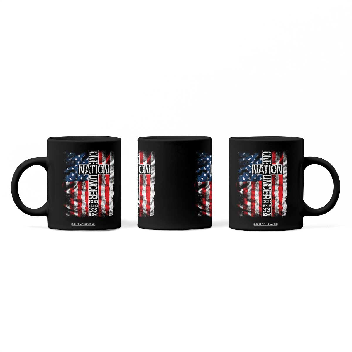 One Nation Under God Coffee Mug 4th Of July Patriotic Christian Vintage Cross American Flag TS11 Print Your Wear