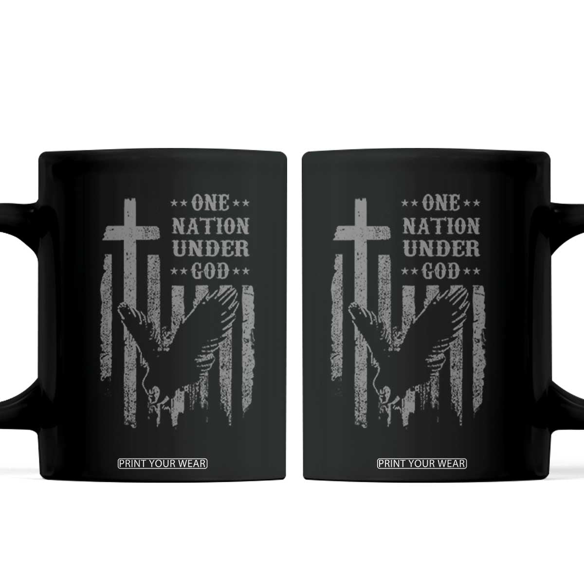 One Nation Under God Coffee Mug American Flag Bald Eagle 4th Of July Patriotic Christian TS10 Black Print Your Wear