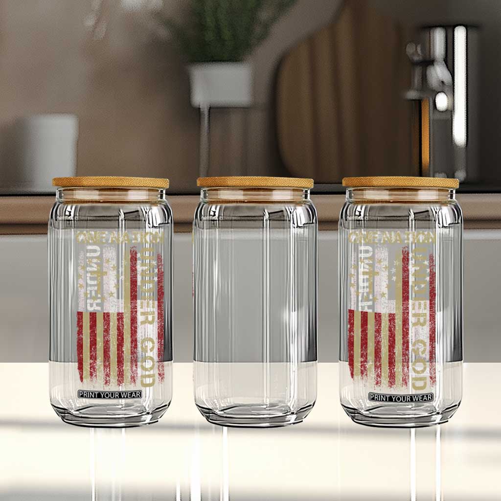 One Nation Under God Glass Can American Flag 4th Of July Patriotic Christian TS10 Print Your Wear