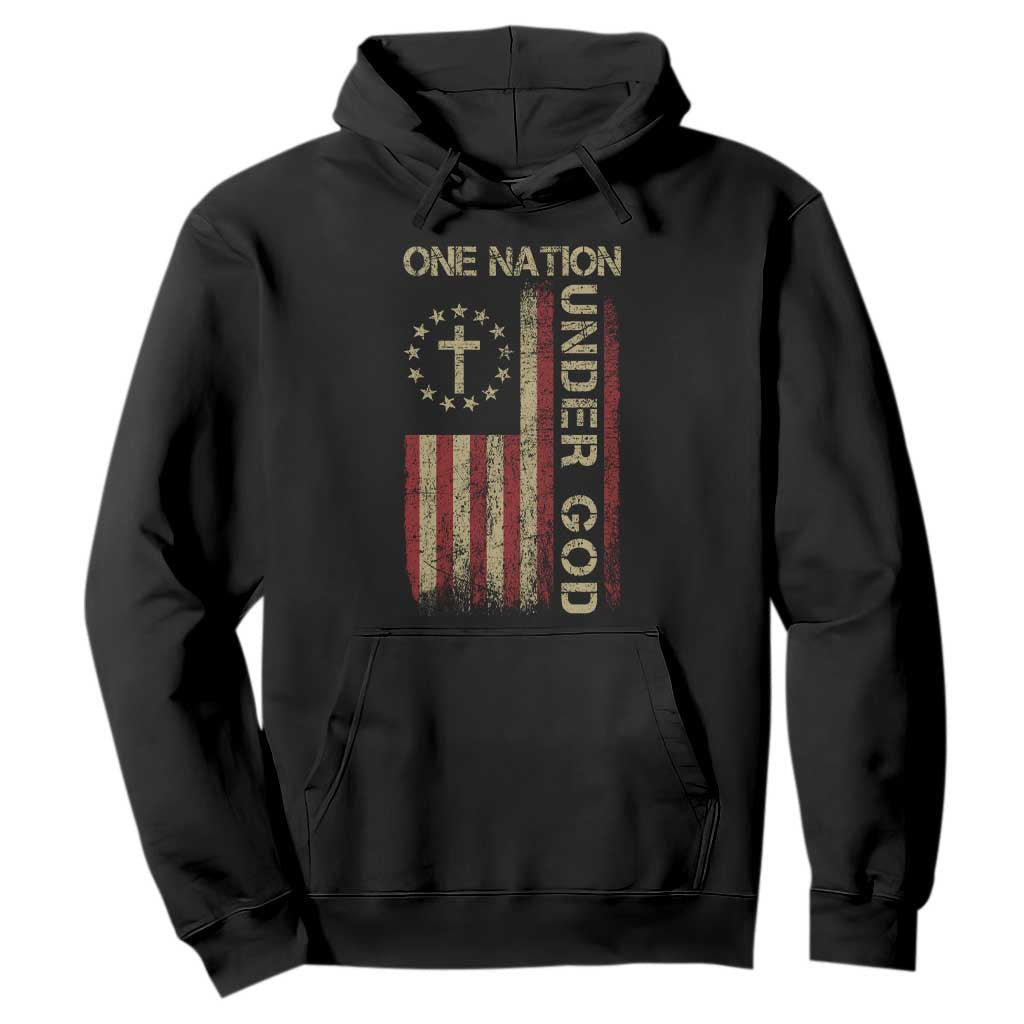 One Nation Under God Hoodie American Flag 4th Of July Patriotic Christian TS10 Black Print Your Wear