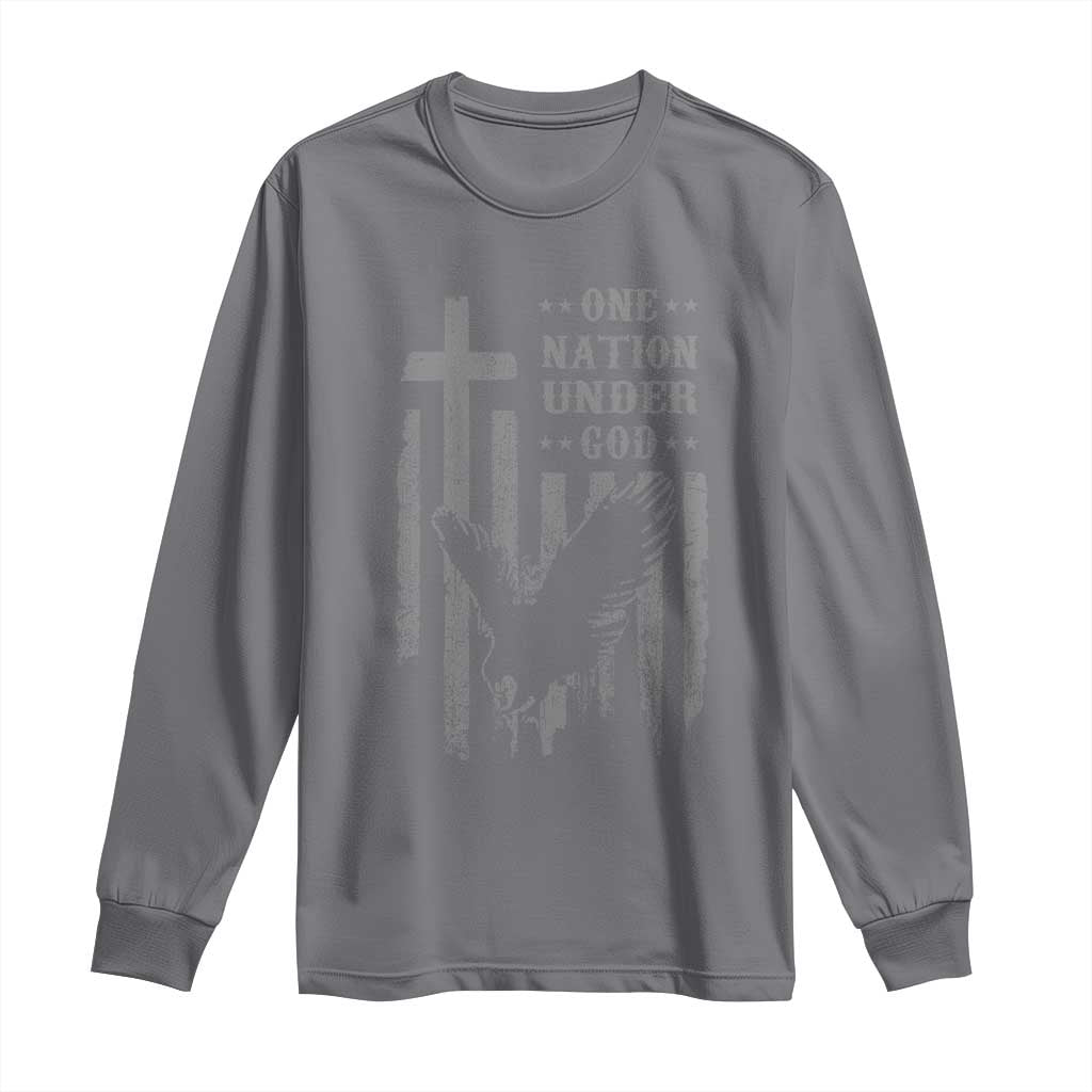 One Nation Under God Long Sleeve Shirt American Flag Bald Eagle 4th Of July Patriotic Christian TS10 Charcoal Print Your Wear