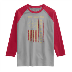 One Nation Under God Raglan Shirt American Flag 4th Of July Patriotic Christian TS10 Sport Gray Red Print Your Wear