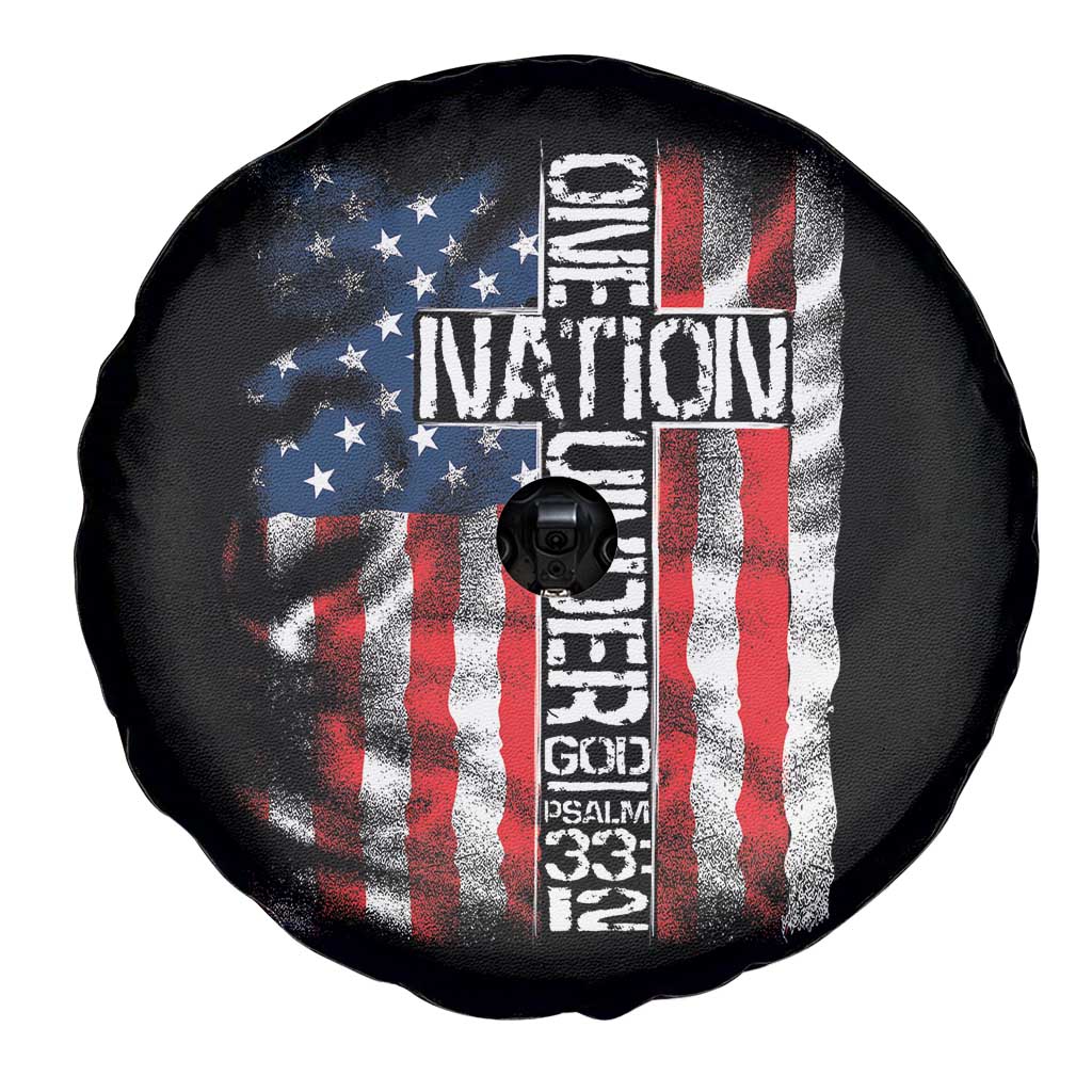 One Nation Under God Spare Tire Cover 4th Of July Patriotic Christian Vintage Cross American Flag TS11 Print Your Wear
