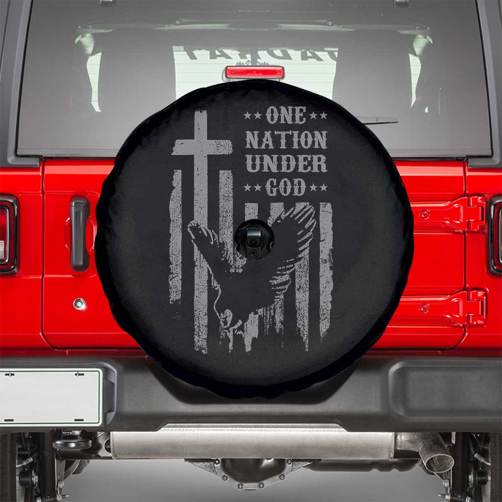 One Nation Under God Spare Tire Cover American Flag Bald Eagle 4th Of July Patriotic Christian TS10 Black Print Your Wear