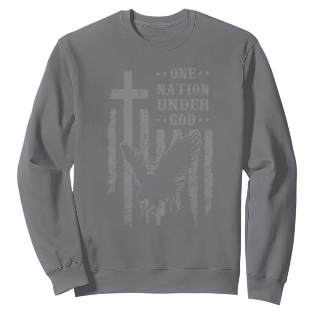 One Nation Under God Sweatshirt American Flag Bald Eagle 4th Of July Patriotic Christian TS10 Charcoal Print Your Wear