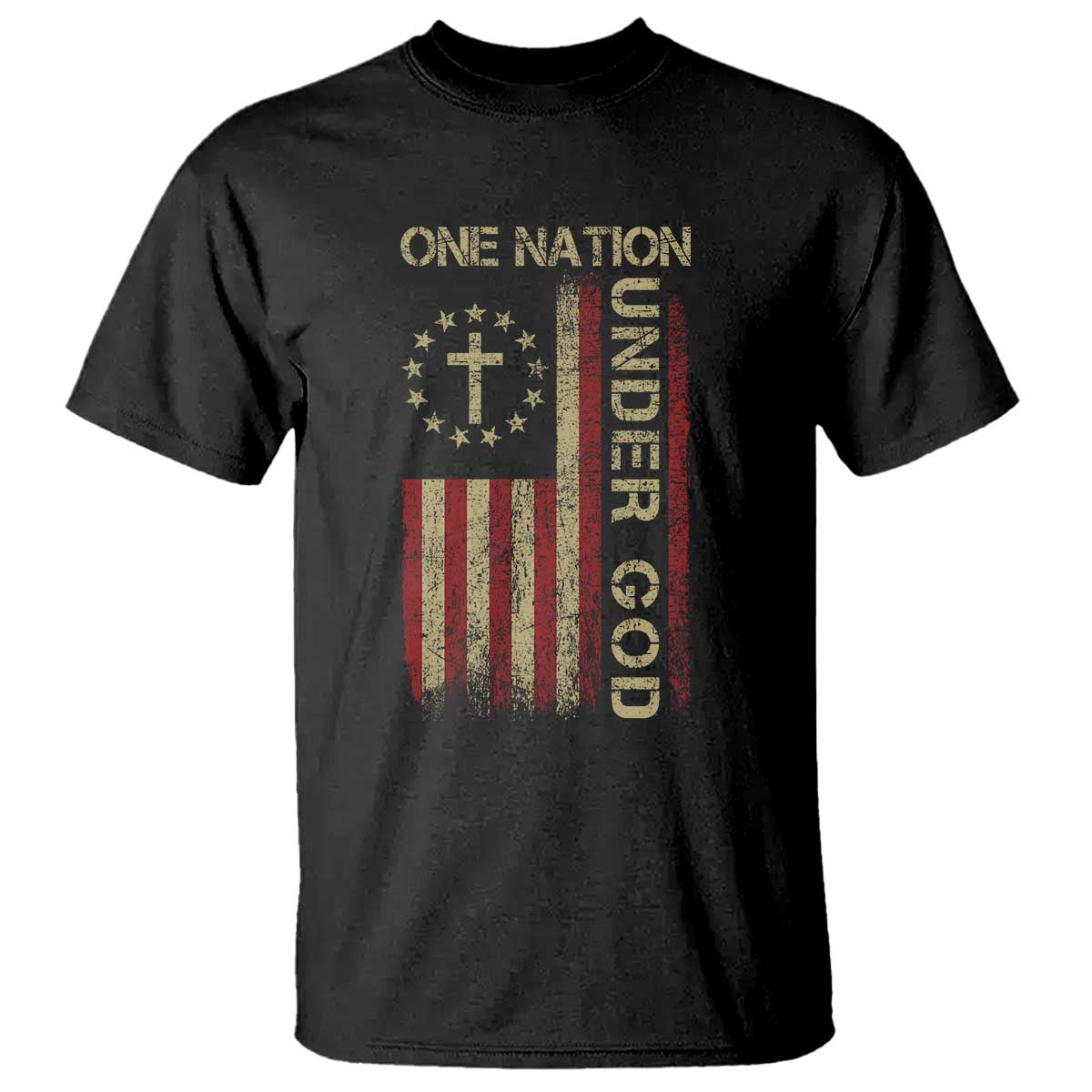 One Nation Under God T Shirt American Flag 4th Of July Patriotic Christian TS10 Black Print Your Wear