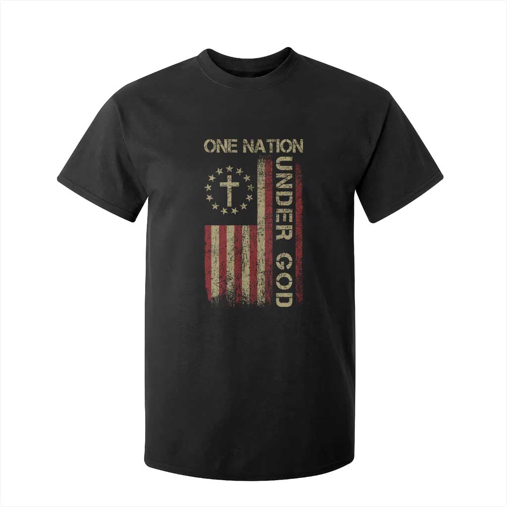 One Nation Under God T Shirt For Kid American Flag 4th Of July Patriotic Christian TS10 Black Print Your Wear