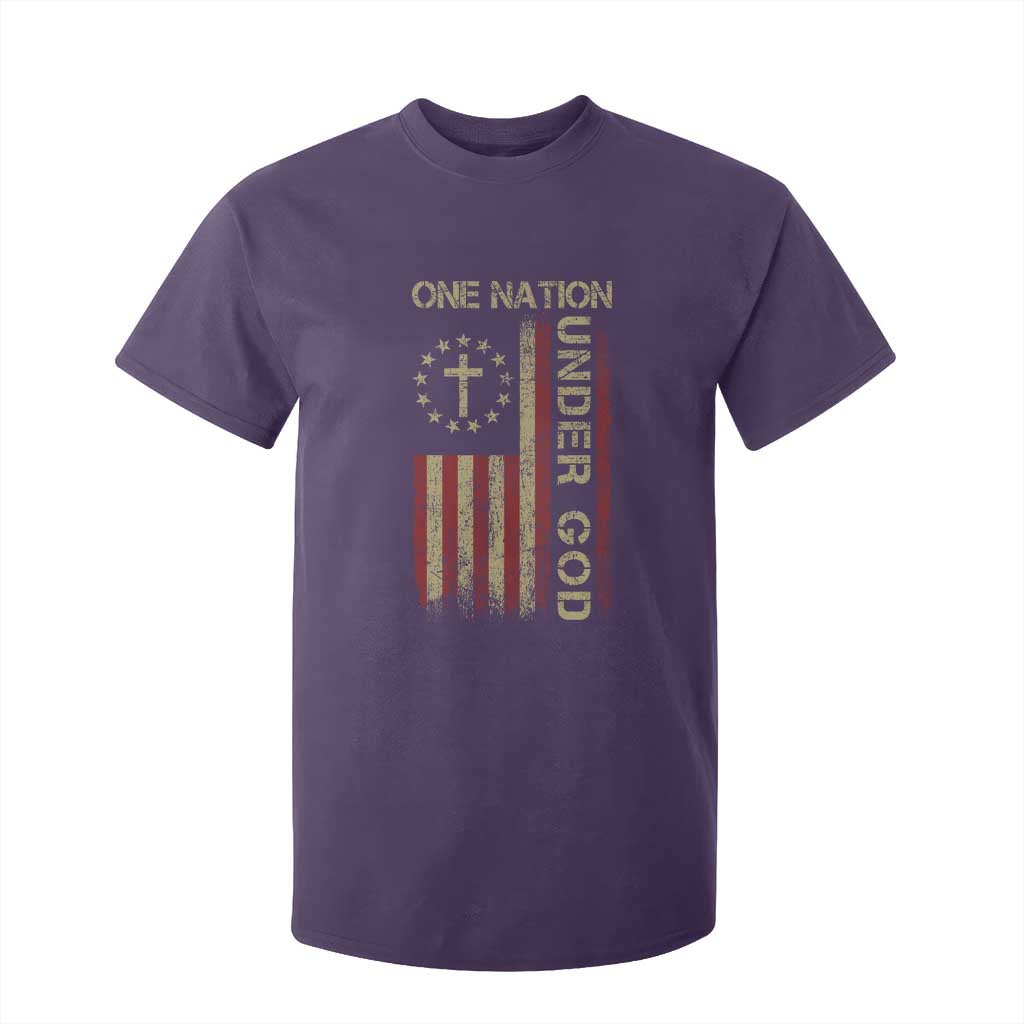 One Nation Under God T Shirt For Kid American Flag 4th Of July Patriotic Christian TS10 Purple Print Your Wear