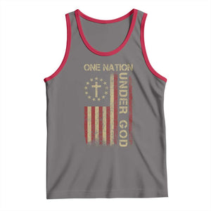 One Nation Under God Tank Top American Flag 4th Of July Patriotic Christian TS10 Deep Heather Red Print Your Wear
