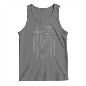One Nation Under God Tank Top American Flag Bald Eagle 4th Of July Patriotic Christian TS10 Black Heather Print Your Wear
