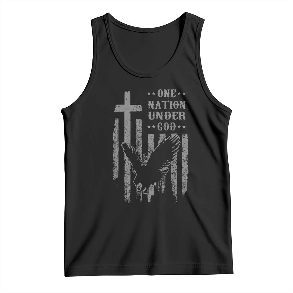 One Nation Under God Tank Top American Flag Bald Eagle 4th Of July Patriotic Christian TS10 Black Print Your Wear