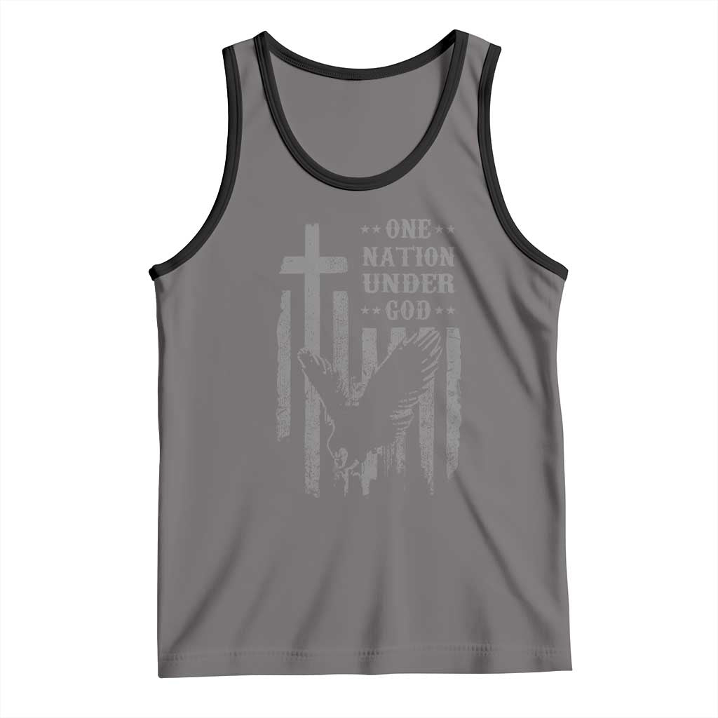 One Nation Under God Tank Top American Flag Bald Eagle 4th Of July Patriotic Christian TS10 Deep Heather Black Print Your Wear