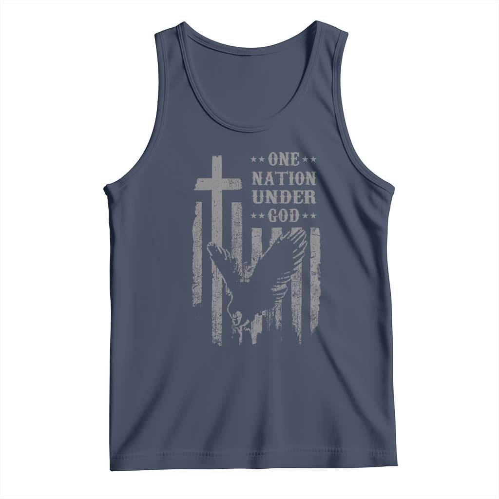One Nation Under God Tank Top American Flag Bald Eagle 4th Of July Patriotic Christian TS10 Navy Print Your Wear
