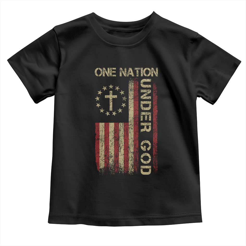 One Nation Under God Toddler T Shirt American Flag 4th Of July Patriotic Christian TS10 Black Print Your Wear