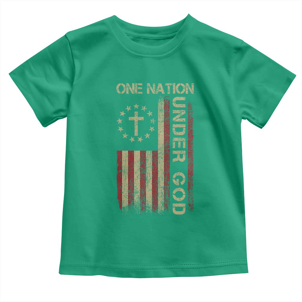 One Nation Under God Toddler T Shirt American Flag 4th Of July Patriotic Christian TS10 Irish Green Print Your Wear