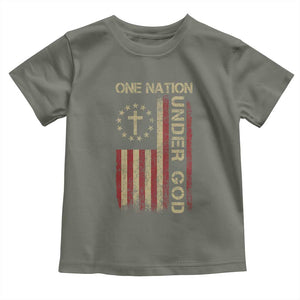 One Nation Under God Toddler T Shirt American Flag 4th Of July Patriotic Christian TS10 Military Green Print Your Wear