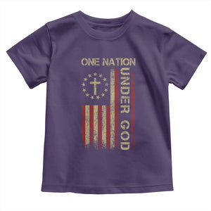 One Nation Under God Toddler T Shirt American Flag 4th Of July Patriotic Christian TS10 Purple Print Your Wear