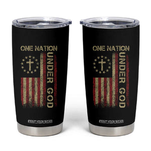 One Nation Under God Tumbler Cup American Flag 4th Of July Patriotic Christian TS10 Black Print Your Wear