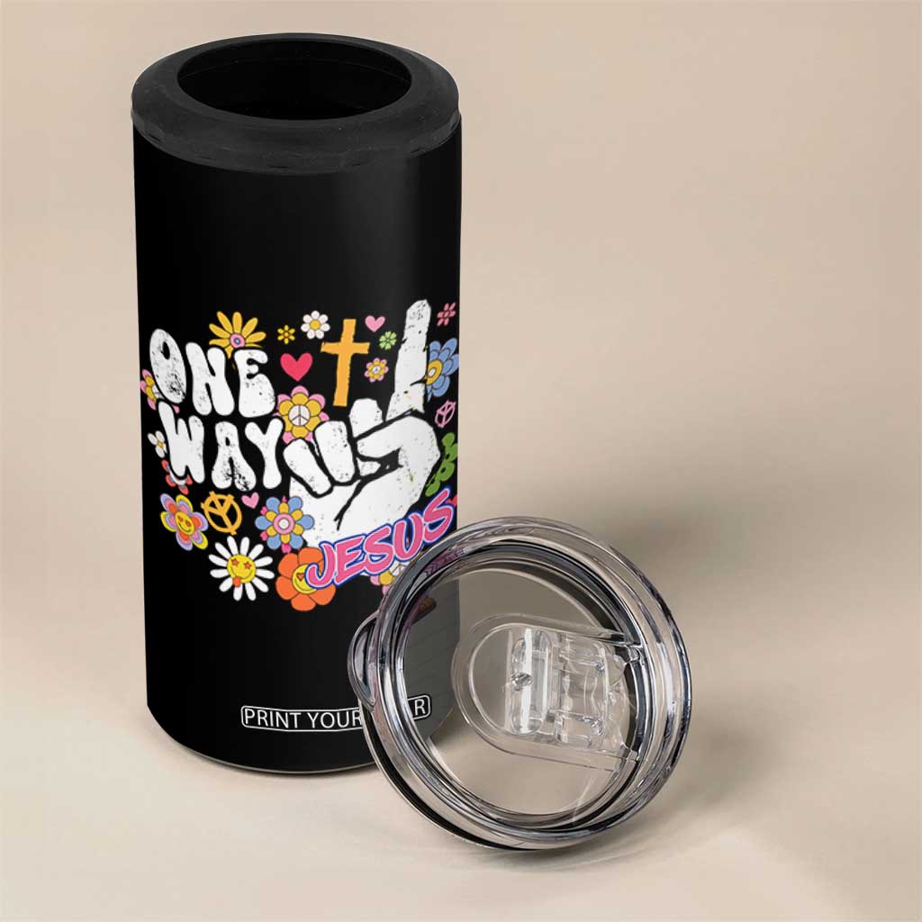 One Way Jesus 4 in 1 Can Cooler Tumbler Christian Relgion Retro Hippie TS02 Print Your Wear