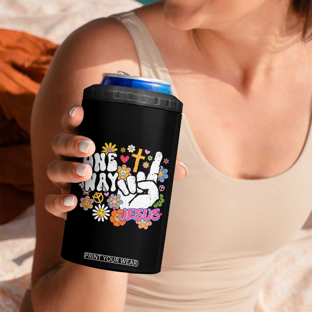 One Way Jesus 4 in 1 Can Cooler Tumbler Christian Relgion Retro Hippie TS02 Print Your Wear