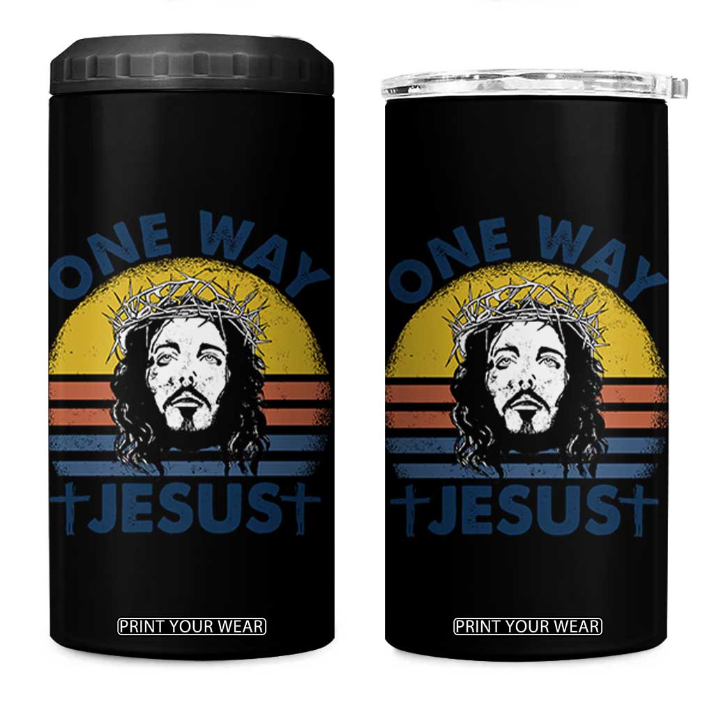 One Way Jesus 4 in 1 Can Cooler Tumbler Christian Relgion Retro Vintage TS02 One Size: 16 oz Black Print Your Wear
