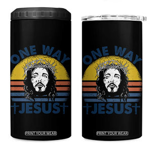 One Way Jesus 4 in 1 Can Cooler Tumbler Christian Relgion Retro Vintage TS02 One Size: 16 oz Black Print Your Wear