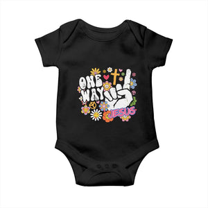 One Way Jesus Baby Onesie Christian Relgion Retro Hippie TS02 Black Print Your Wear