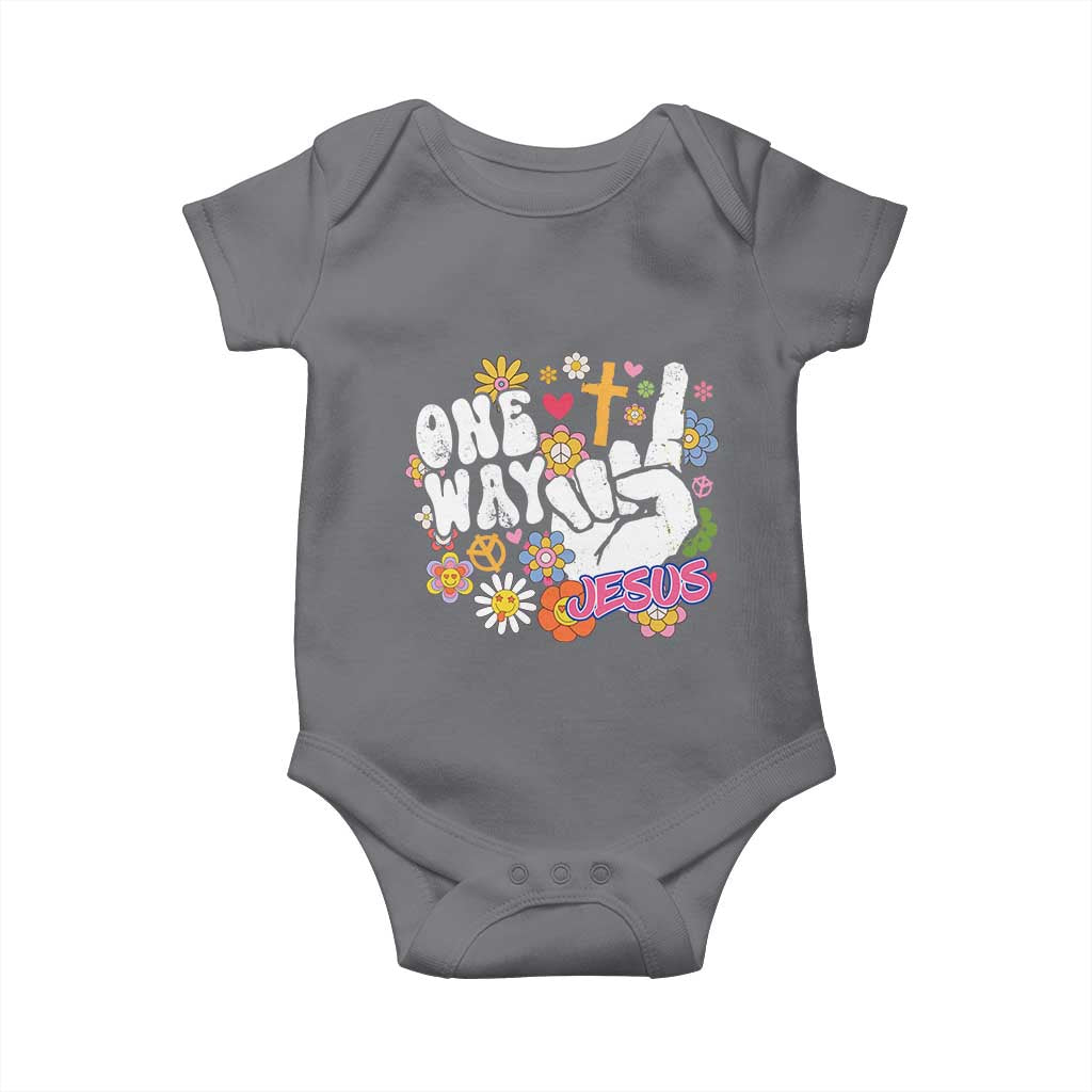 One Way Jesus Baby Onesie Christian Relgion Retro Hippie TS02 Charcoal Print Your Wear