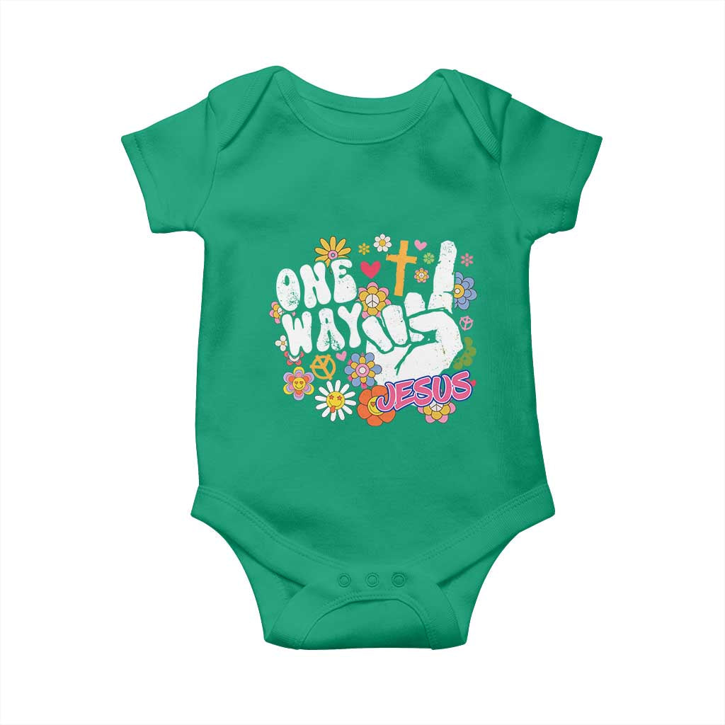 One Way Jesus Baby Onesie Christian Relgion Retro Hippie TS02 Irish Green Print Your Wear