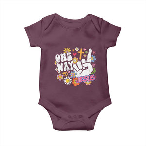 One Way Jesus Baby Onesie Christian Relgion Retro Hippie TS02 Maroon Print Your Wear