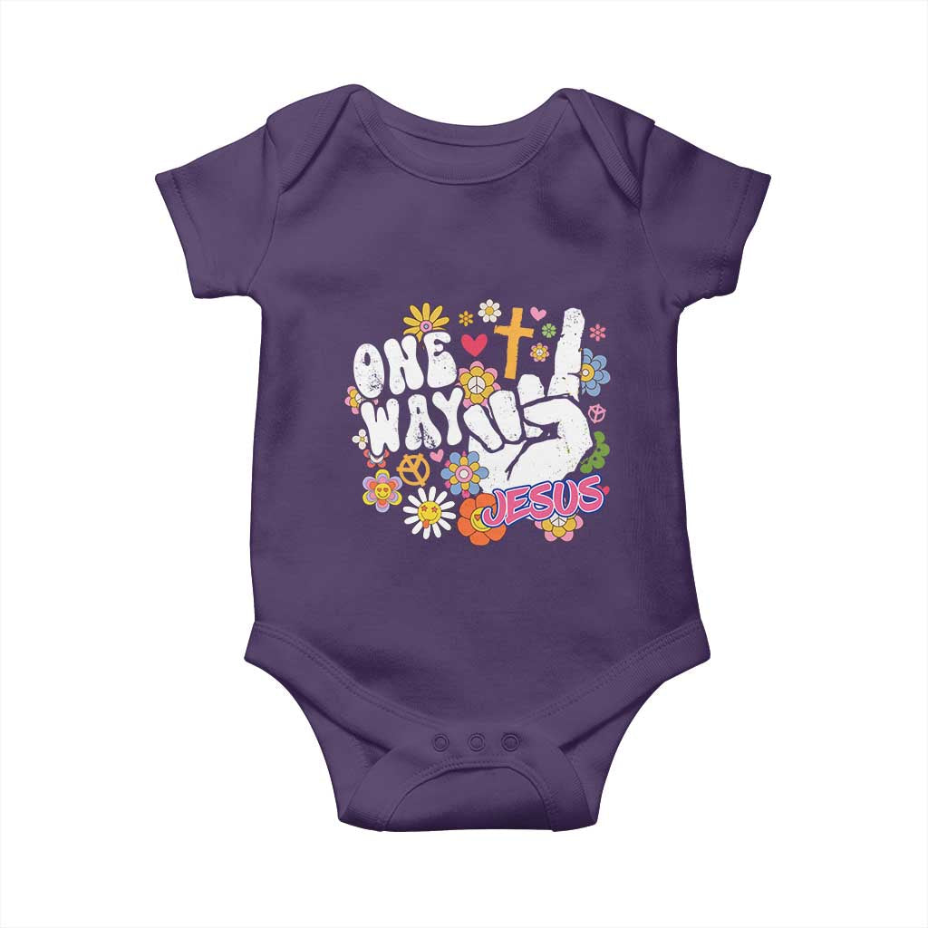 One Way Jesus Baby Onesie Christian Relgion Retro Hippie TS02 Purple Print Your Wear