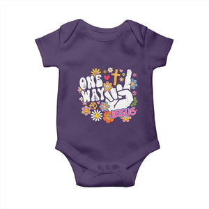 One Way Jesus Baby Onesie Christian Relgion Retro Hippie TS02 Purple Print Your Wear