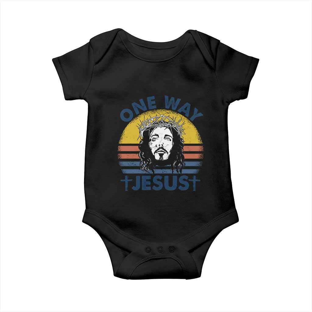 One Way Jesus Baby Onesie Christian Relgion Retro Vintage TS02 Black Print Your Wear