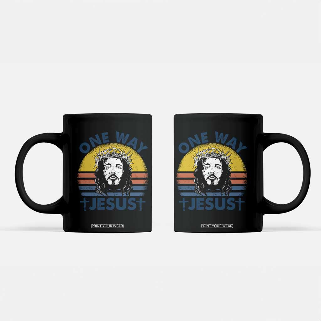 One Way Jesus Coffee Mug Christian Relgion Retro Vintage TS02 Black Print Your Wear